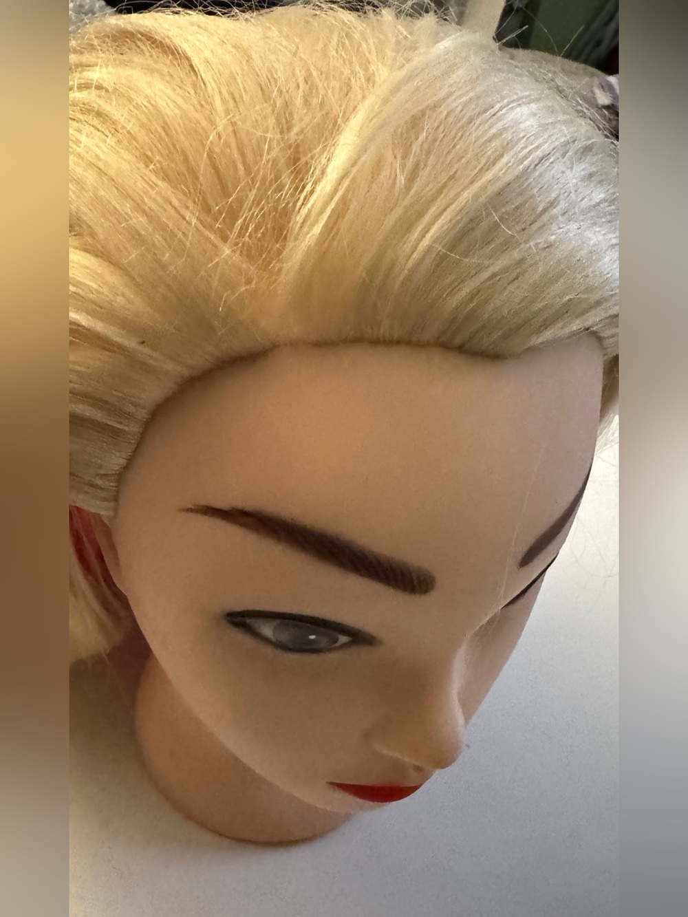 Blonde Synthetic Makeup Practice Head - Neutral Skin Tone